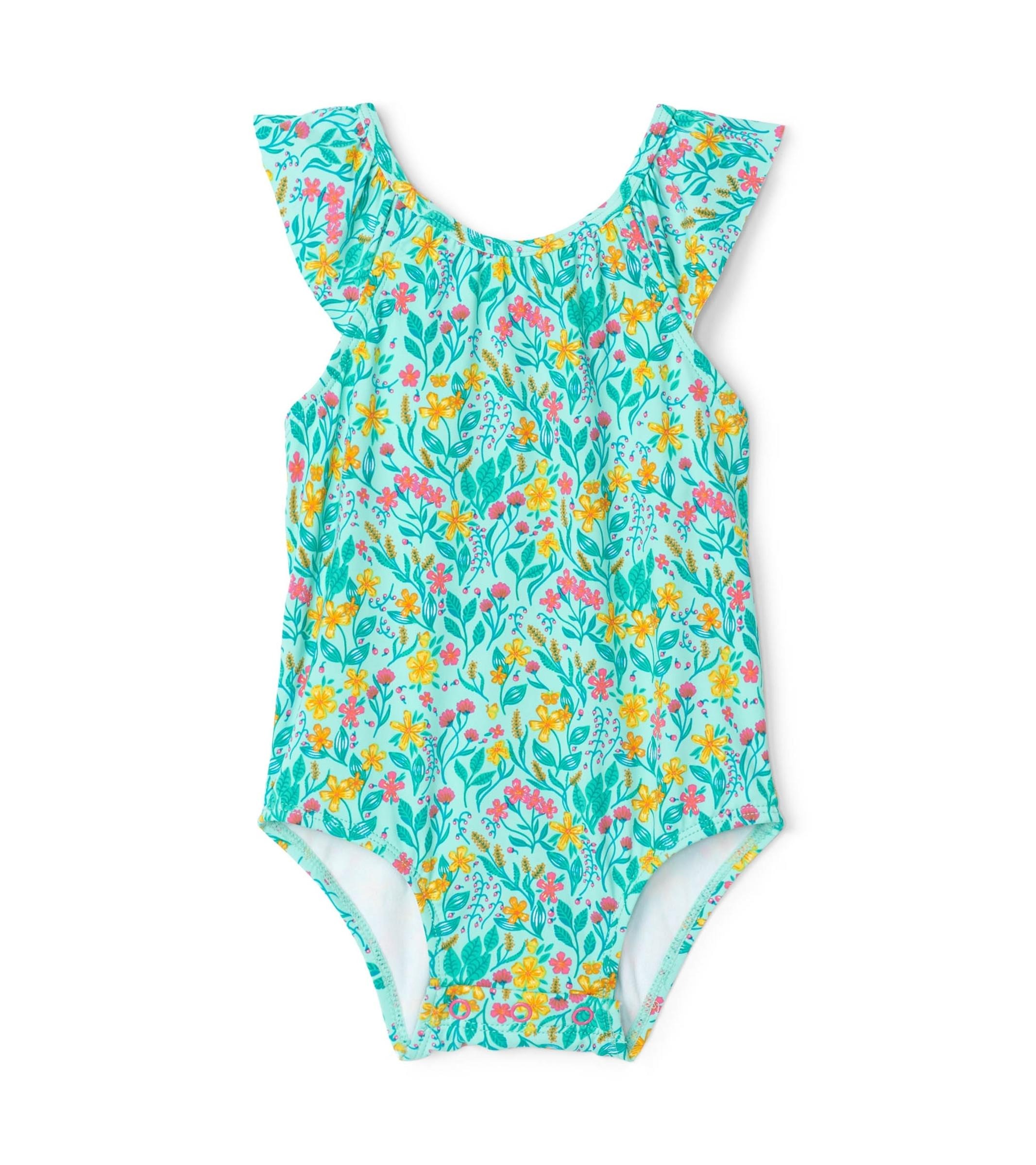 Hatley Press Studs Baby Ruffle Swimsuit (sleeveless) - Summer Garden