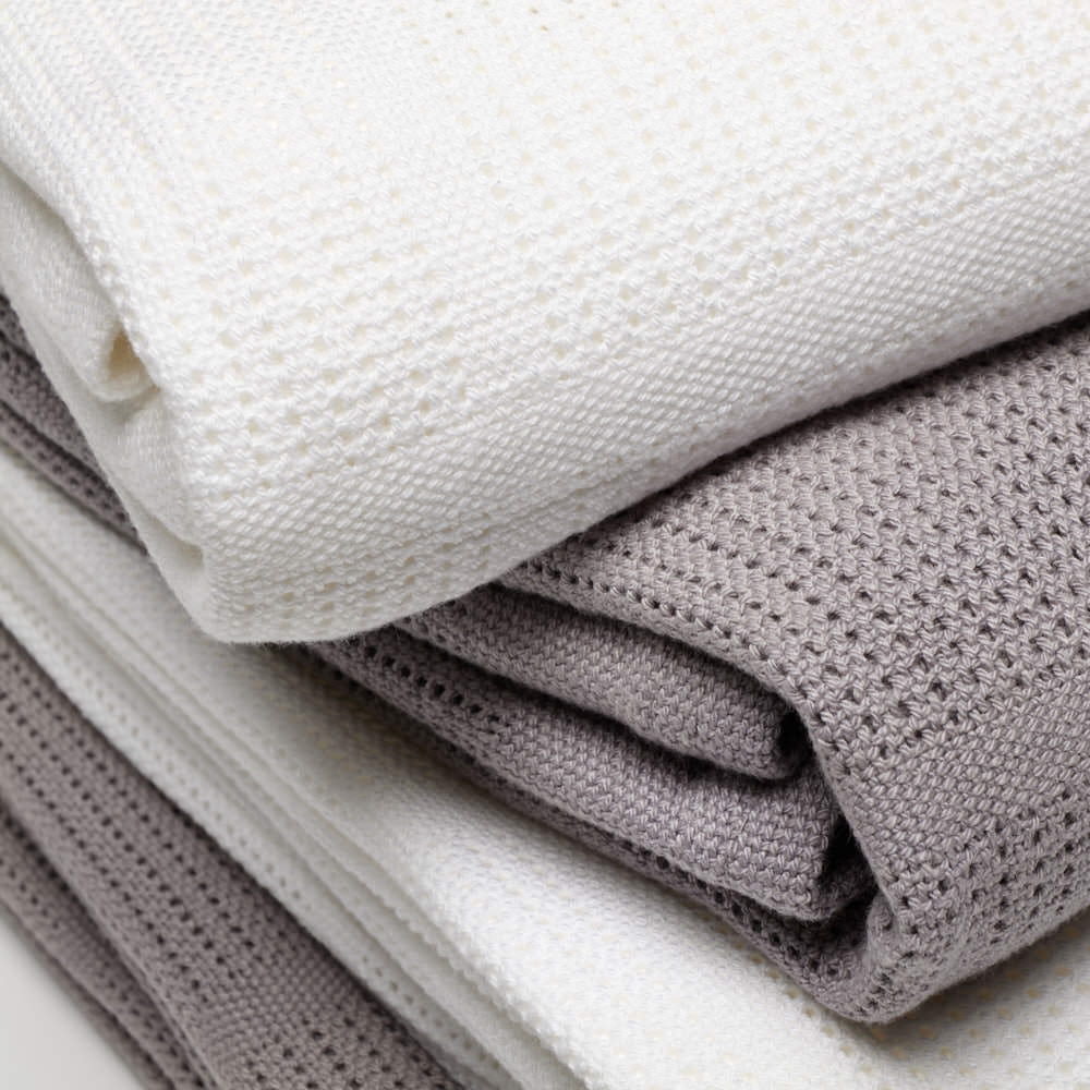 Cot Cellular Blanket (50% Organic* Bamboo) White  |  Grey