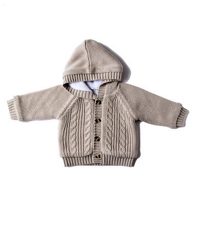Beanstork | Hooded Sherpa Lined Cardigan| Taupe