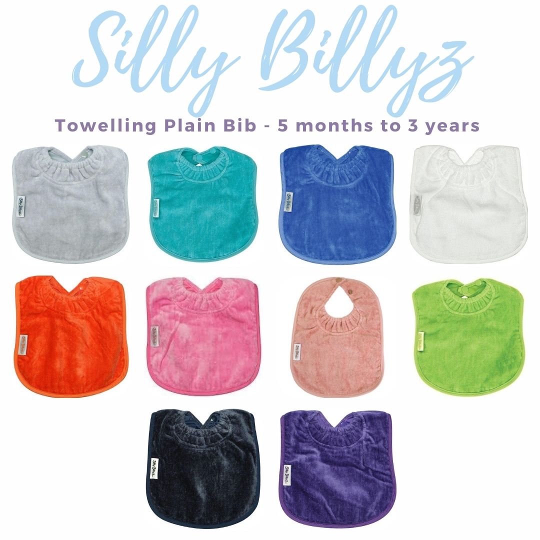 Silly Billyz Toweling Plain Bib 5 months to 3 years